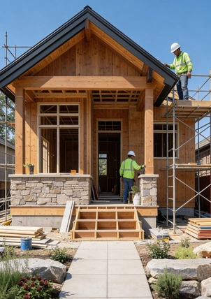 professional builders working on new ADU construction site for America ADU