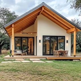 modern detached accessory dwelling unit with wooden porch designed and built by America ADU