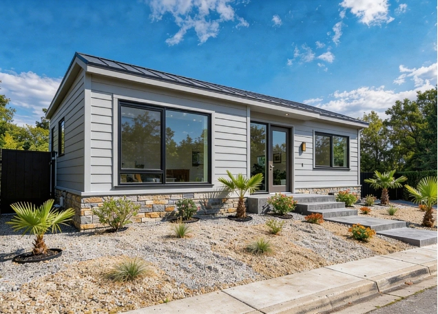 contemporary detached ADU house with modern design and landscaping built by America ADU