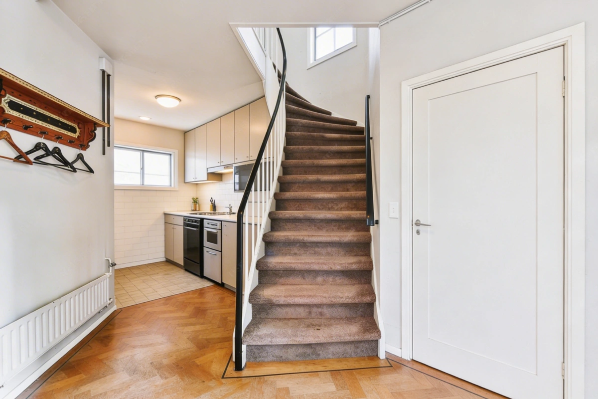 modern basement ADU interior staircase and kitchen layout built by America ADU