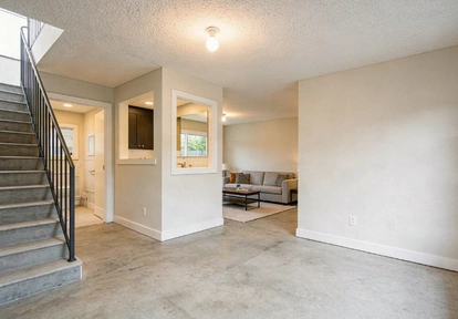 finished basement ADU interior living area and stairs built by America ADU