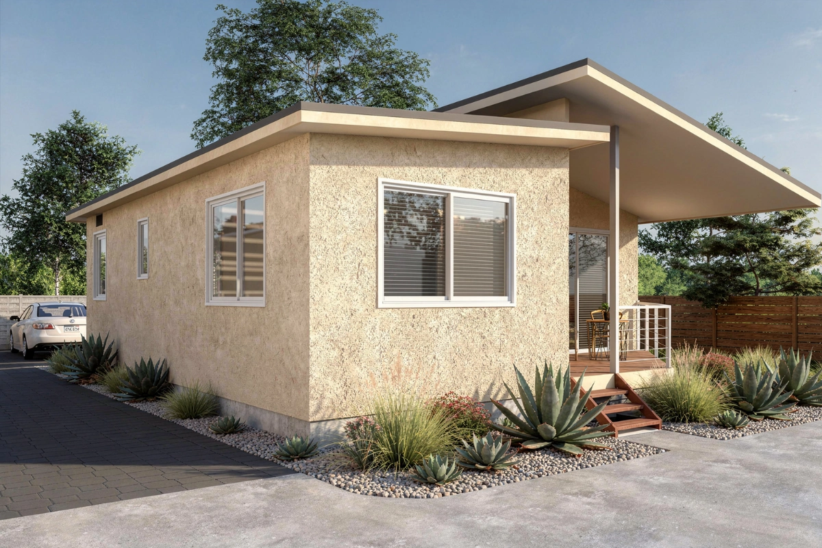 new backyard accessory dwelling unit with modern architecture completed by America ADU