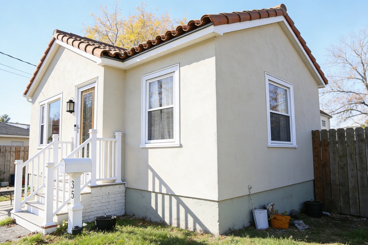 small detached backyard accessory dwelling unit with front stairs and porch built by America ADU