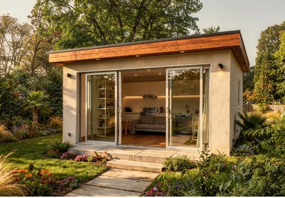 small modern junior accessory dwelling unit with garden landscaping by America ADU