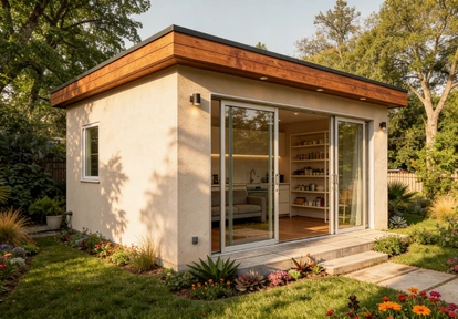 backyard junior ADU modern studio living space exterior by America ADU