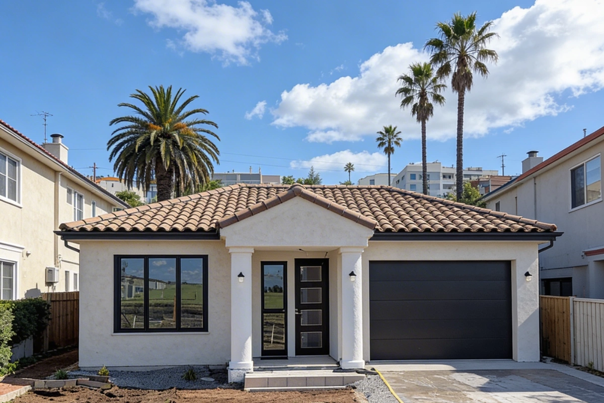newly built accessory dwelling unit home with garage and modern exterior construction by America ADU